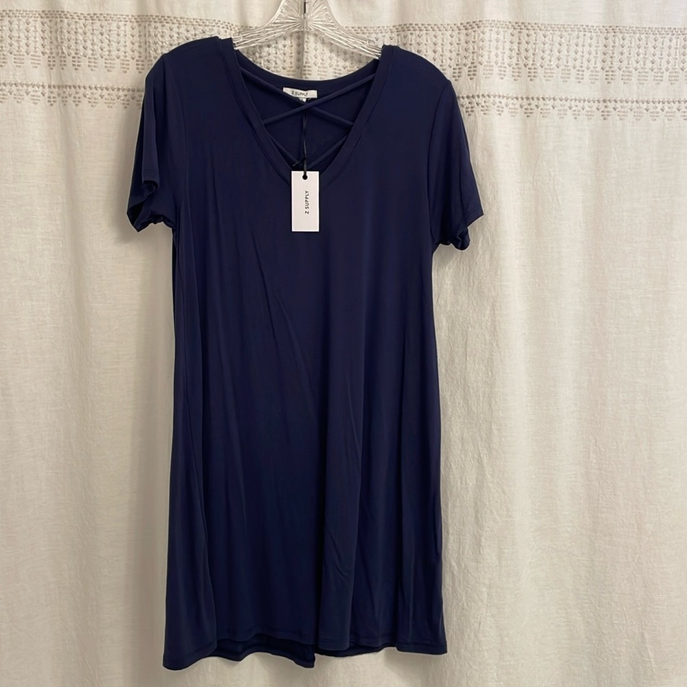 NWT! NEVER WORN! Z Supply V Neck Crossfront Tee Dress - Size S - Navy